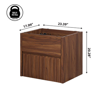 Sherwin Slat Modern Coastal 2-Drawer Wall Mounted Bath Vanity Cabinet Only (Sink Basin Not Included) - JONATHAN Y